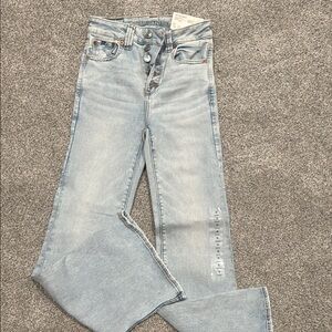 American Eagle Blue Straight Leg Jeans with Vintage Fading